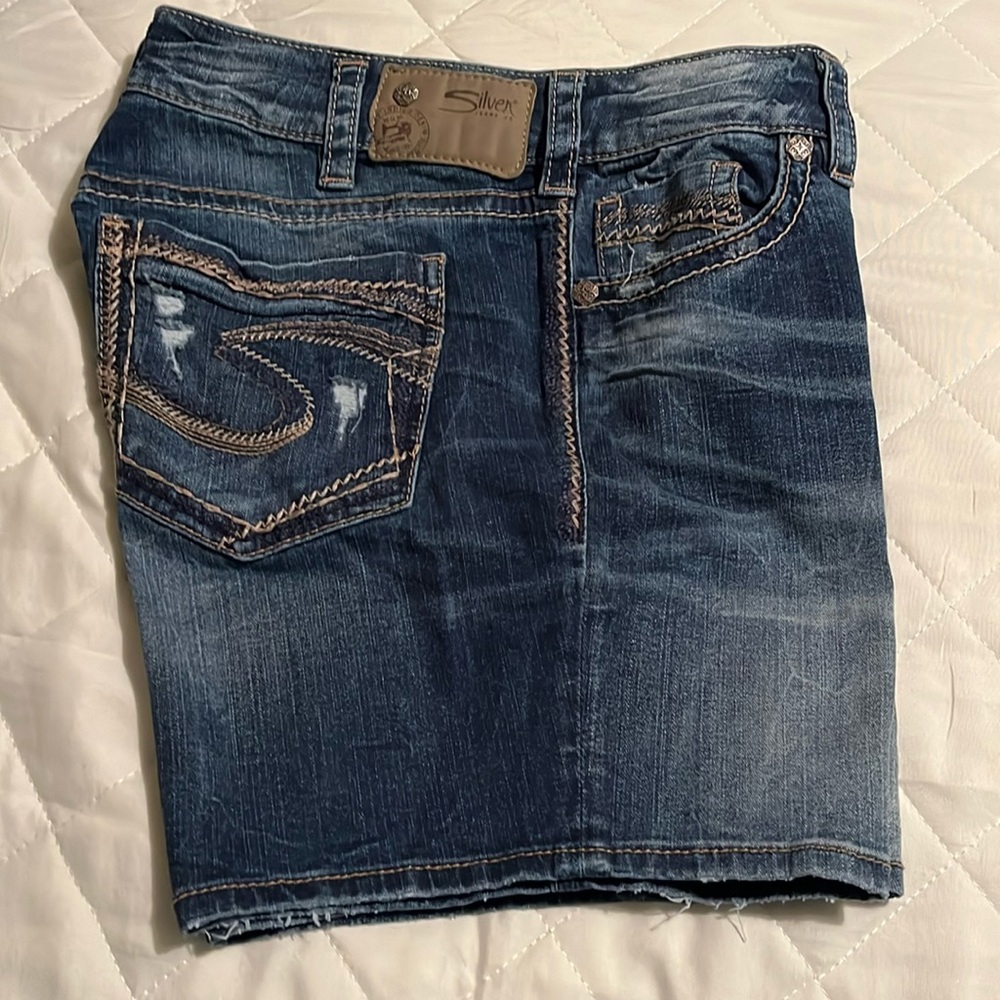 Silver Denim Shorts